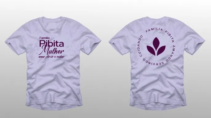 Camiseta Pibita Mulher lilás, frente e costas