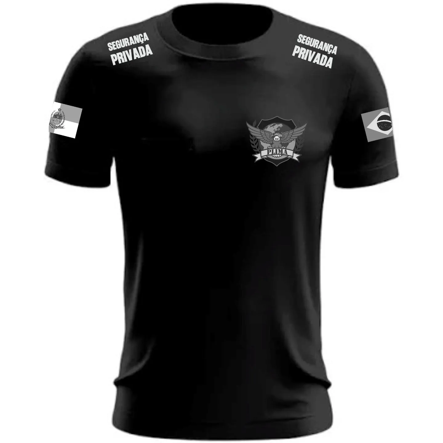 Camiseta preta de segurança privada Plima, vista frontal